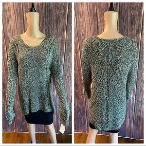 Hinge Nordstrom size large NWT forest green & cream colored knit boho sweater